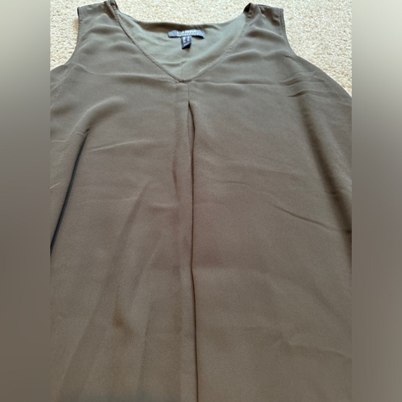 Lisa Rinna Collection Solid Sleeveless Tank Size L Olive A365773 Chiffon Minimal - Picture 5 of 14